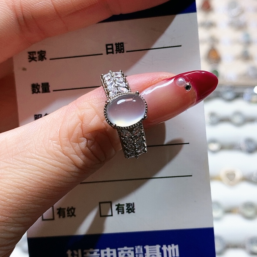【闪购商品】岫玉戒指银S925镶嵌无*子新疆西藏不包邮