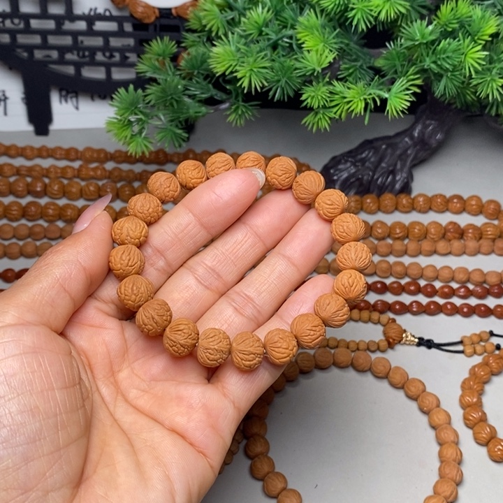 桃核手串荔枝纹手串