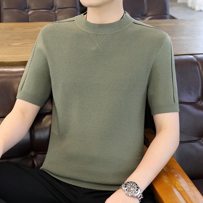 【高品质】帅气针织T恤2025春季男卫衣打底衫圆领男士休闲百搭个性A