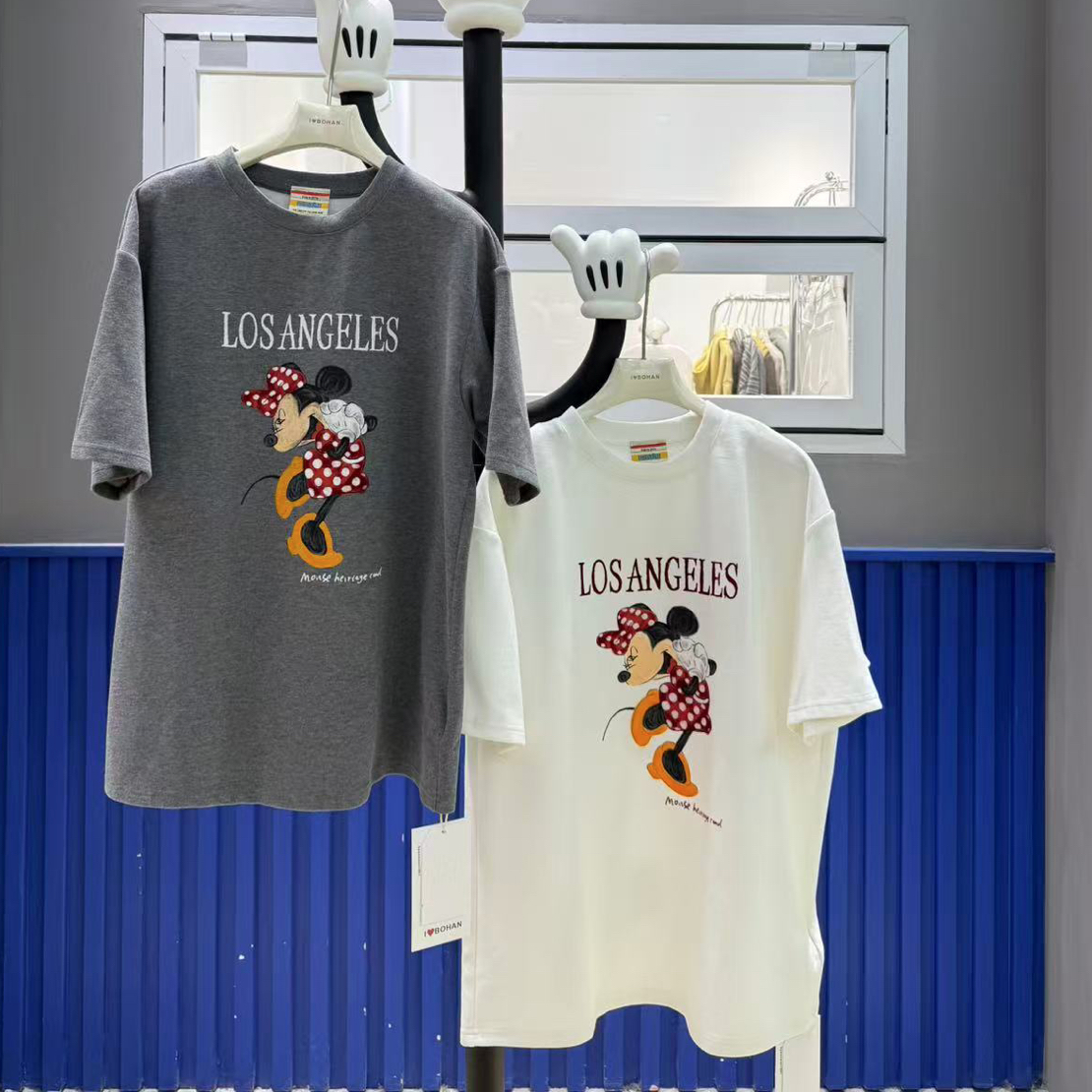 5886#深圳BOHAN秀秀家2025冬季新年款米妮磨毛短袖T恤女