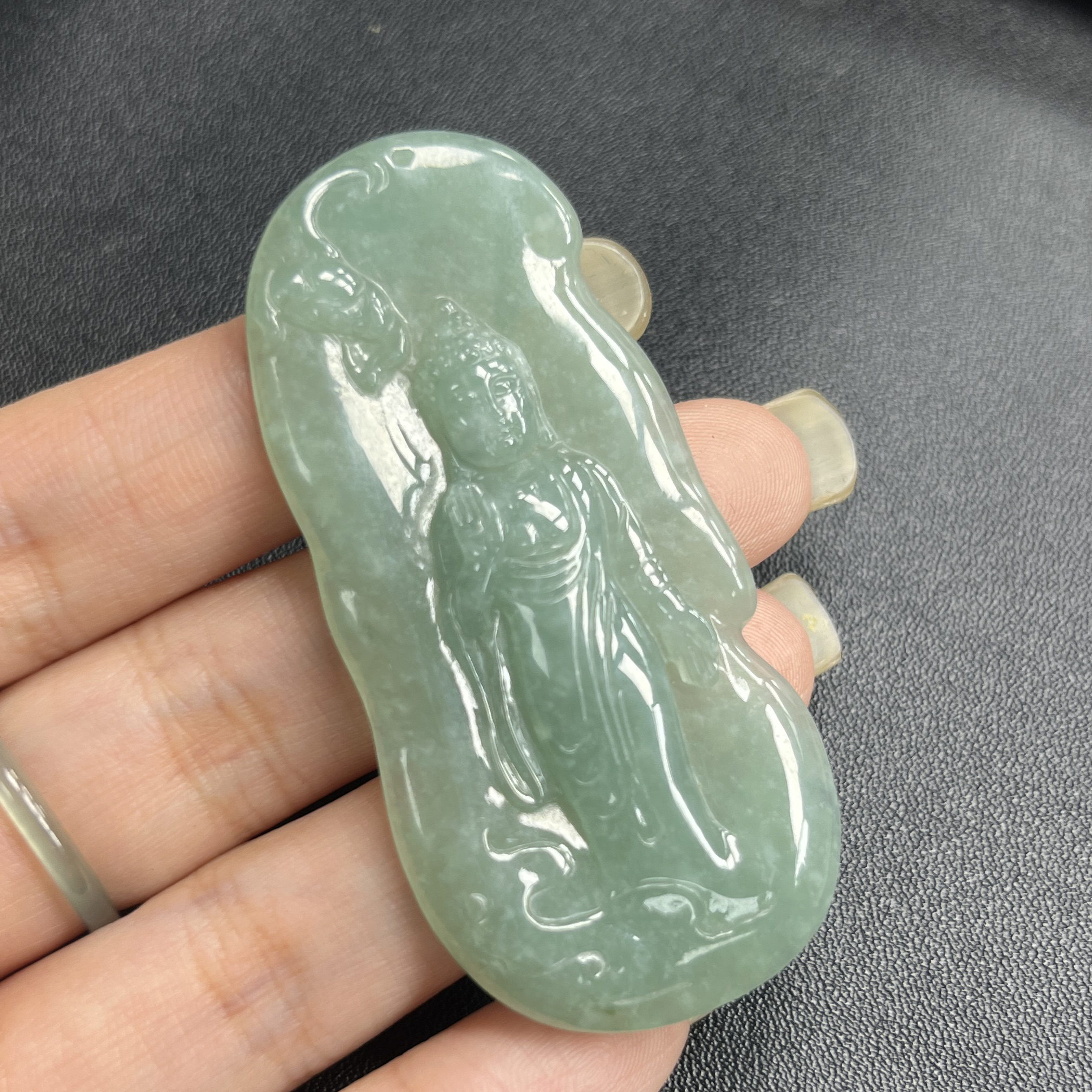 于于珠宝-天然A货缅甸翡翠守护神玉石吊坠62.1×29.4×5.3