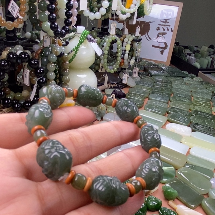 和田玉未镶嵌颈饰和田玉佛头手串