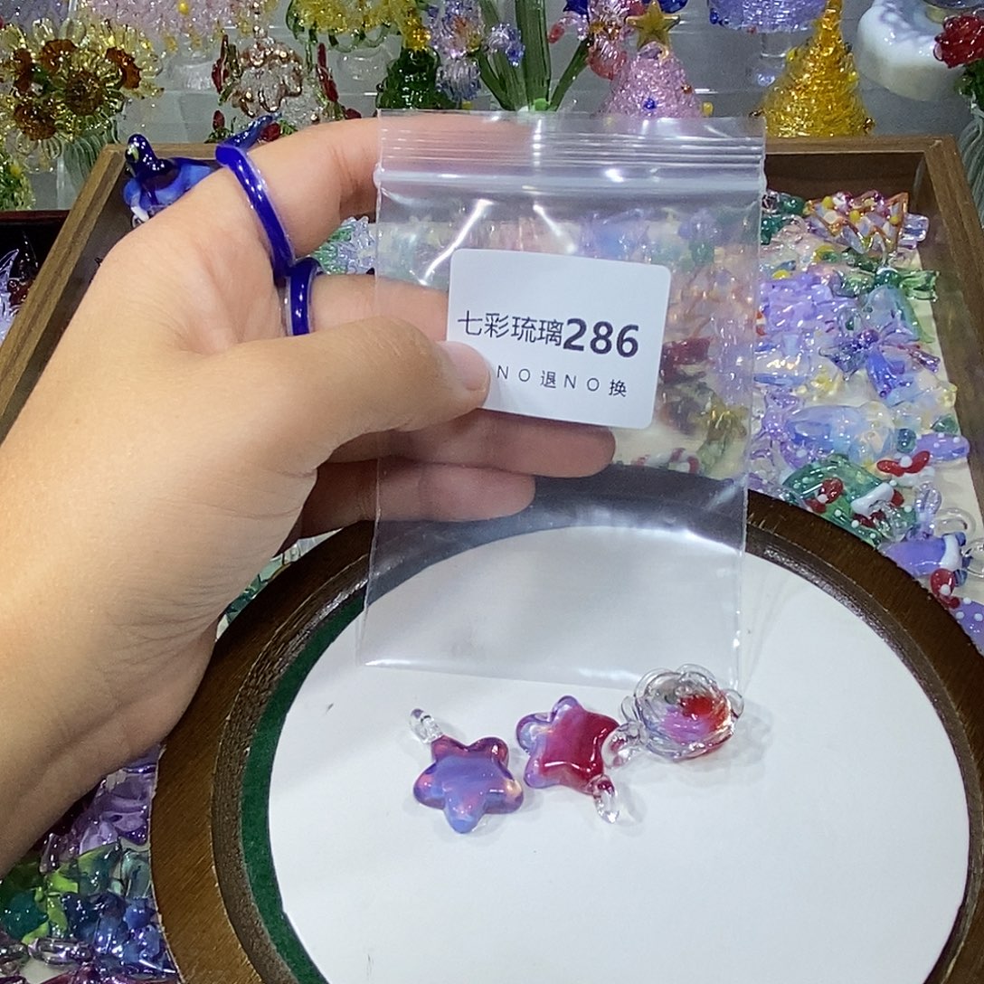 J****玻璃颈饰286星星玫瑰三个