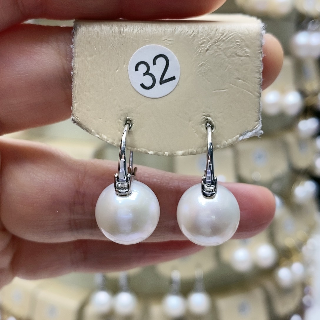 淡水珍珠耳饰银S925镶嵌