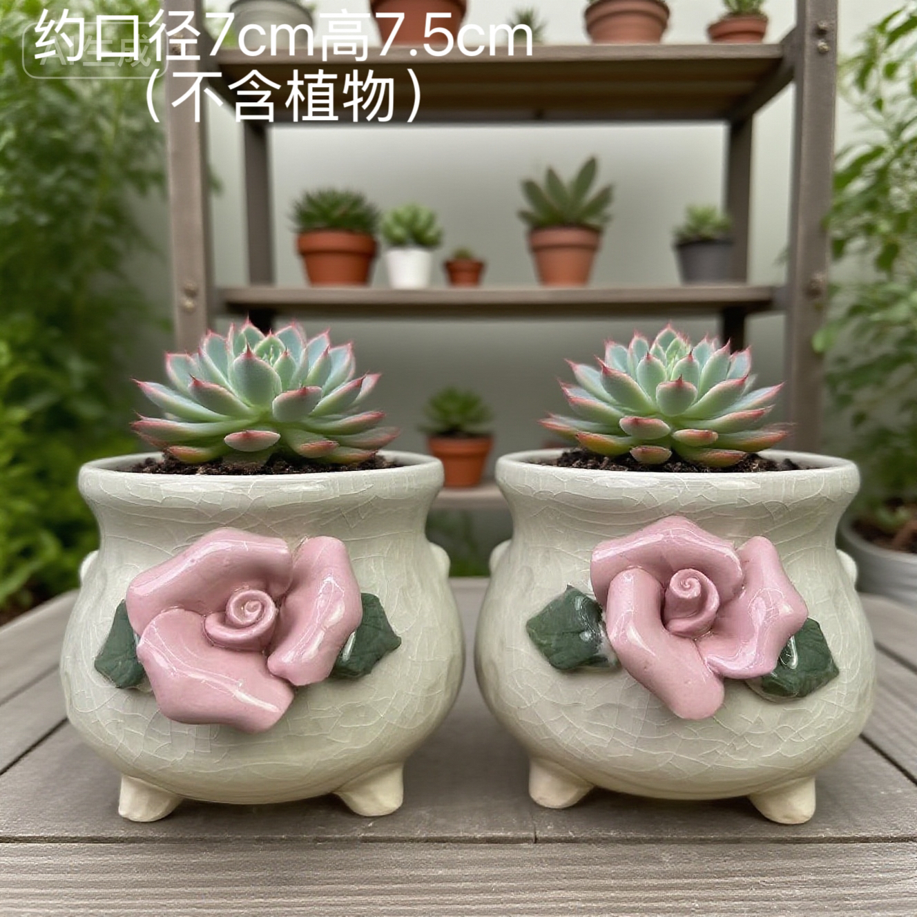 手工捏花创意简约透气多肉花盆适合室内桌面盆景组合白色小号盆