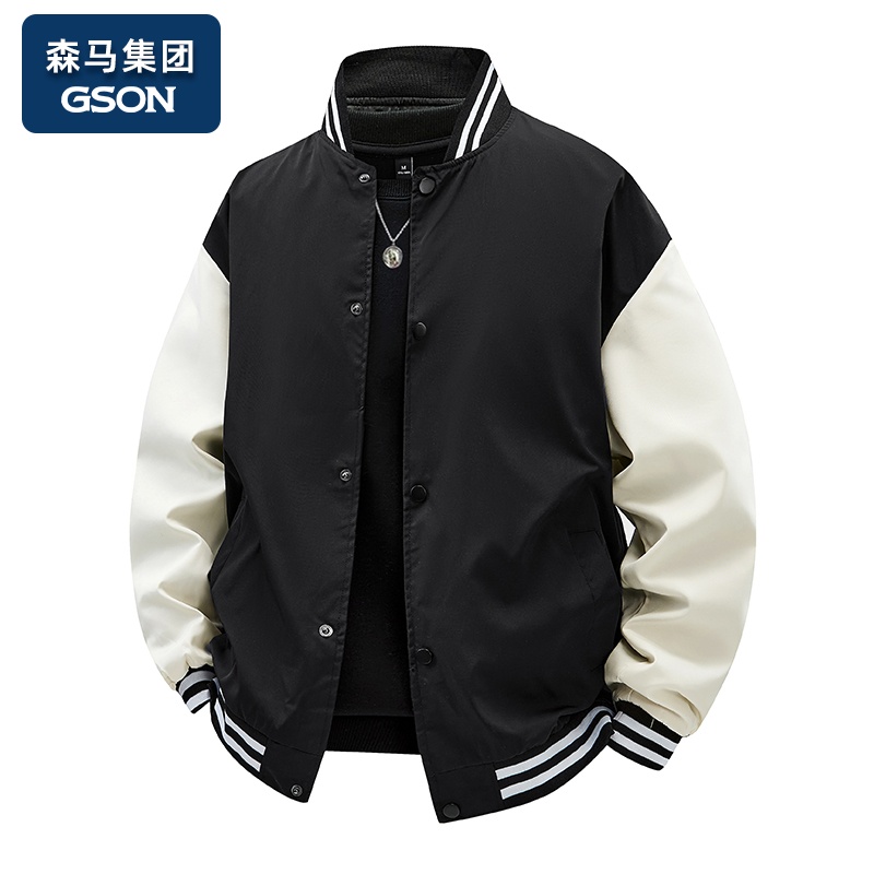 品牌优选GSON美式拼接棒球服男春秋潮牌夹克男宽松休闲情侣外套男