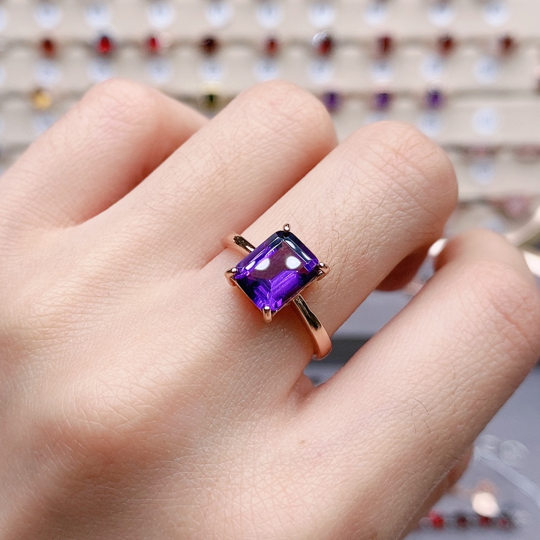 水晶戒指银S925镶嵌戒指