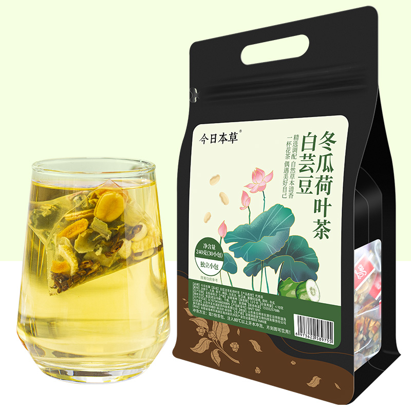 白芸豆冬瓜荷叶茶适合饮食油腻 久坐不动人群 身材管理期饭后冲泡