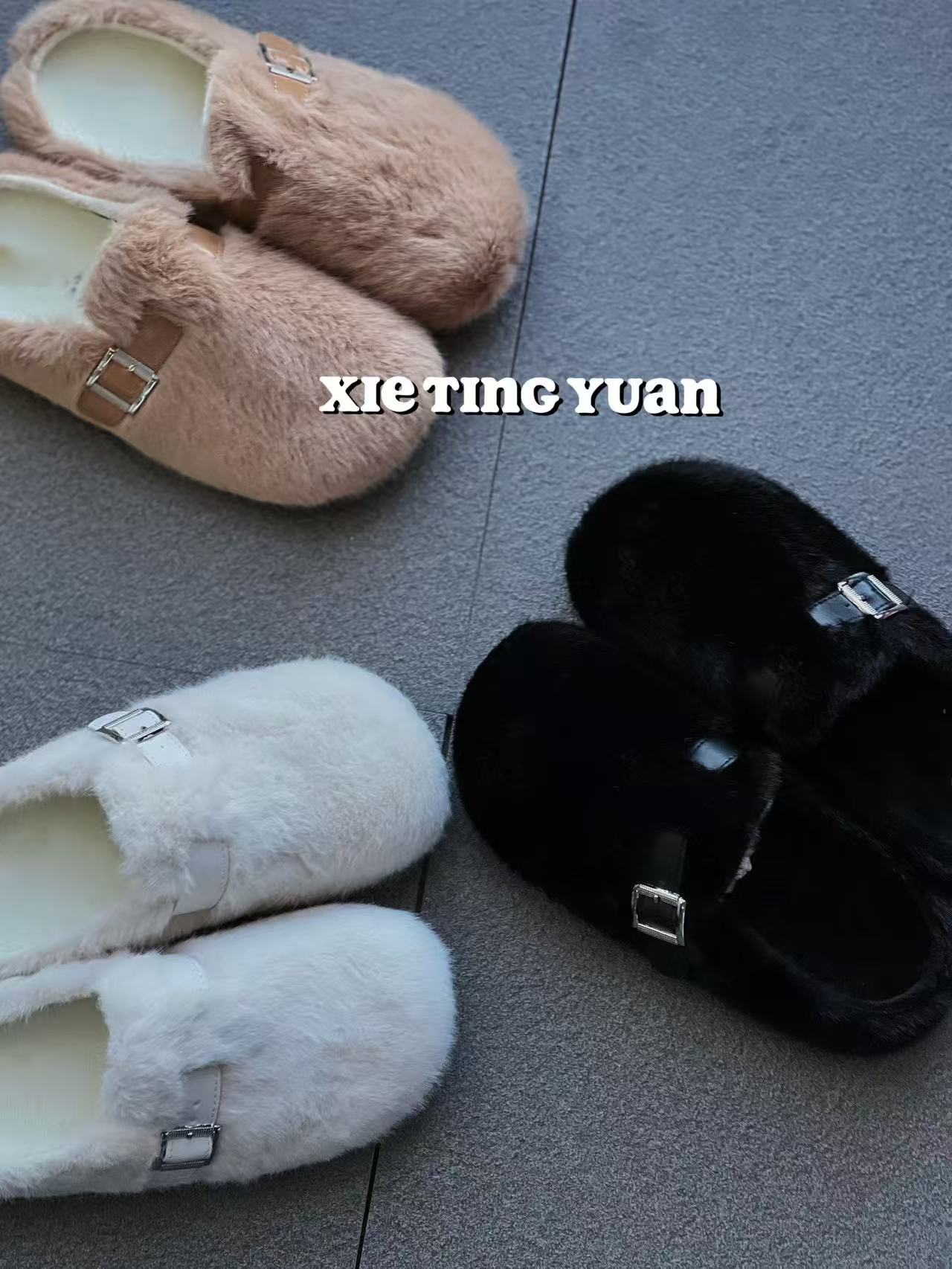 微瑕包头毛毛拖鞋女外穿平底加绒保暖棉拖鞋5518