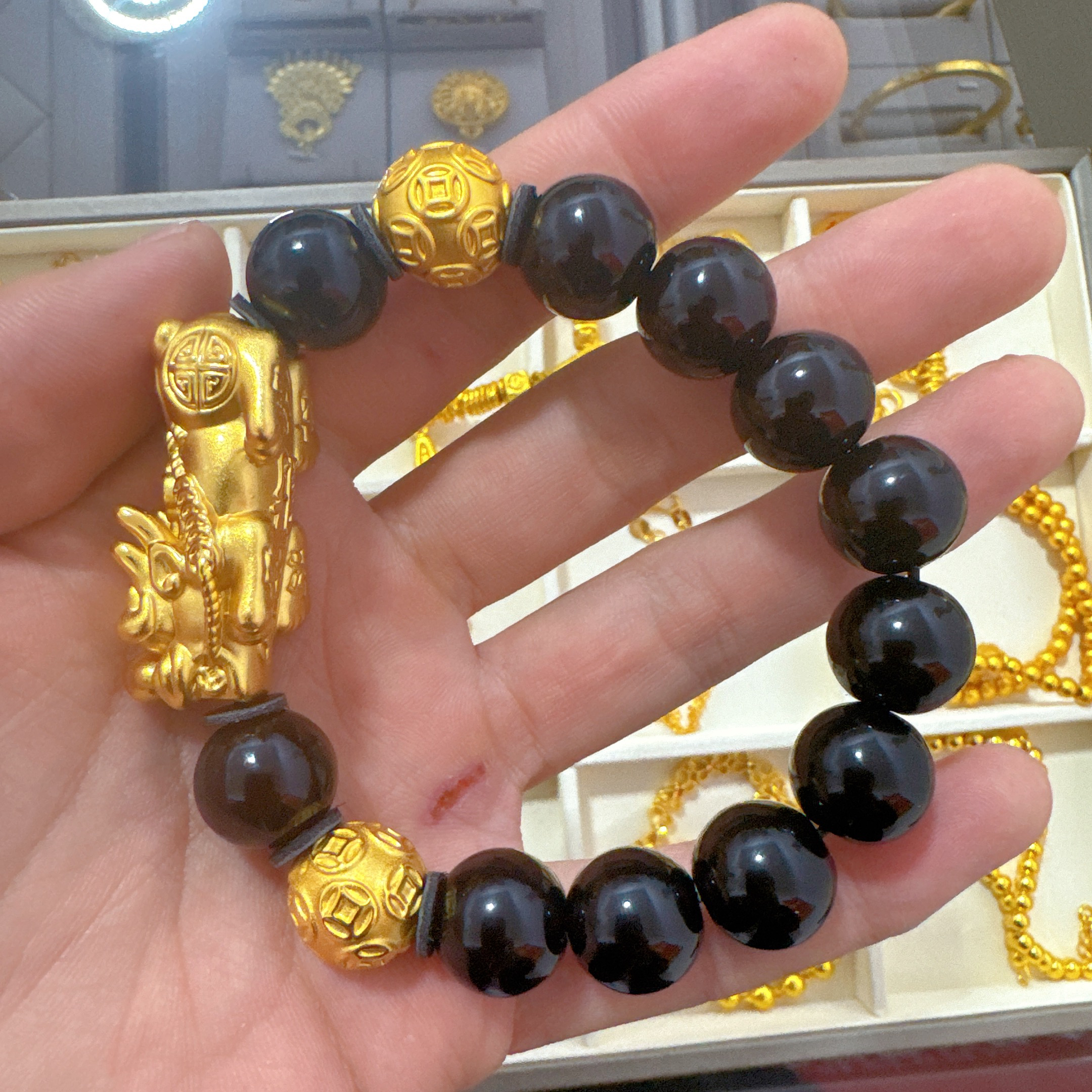 合金手链 【精工】3D镂空工艺高品质貔貅男士手串招米米手链