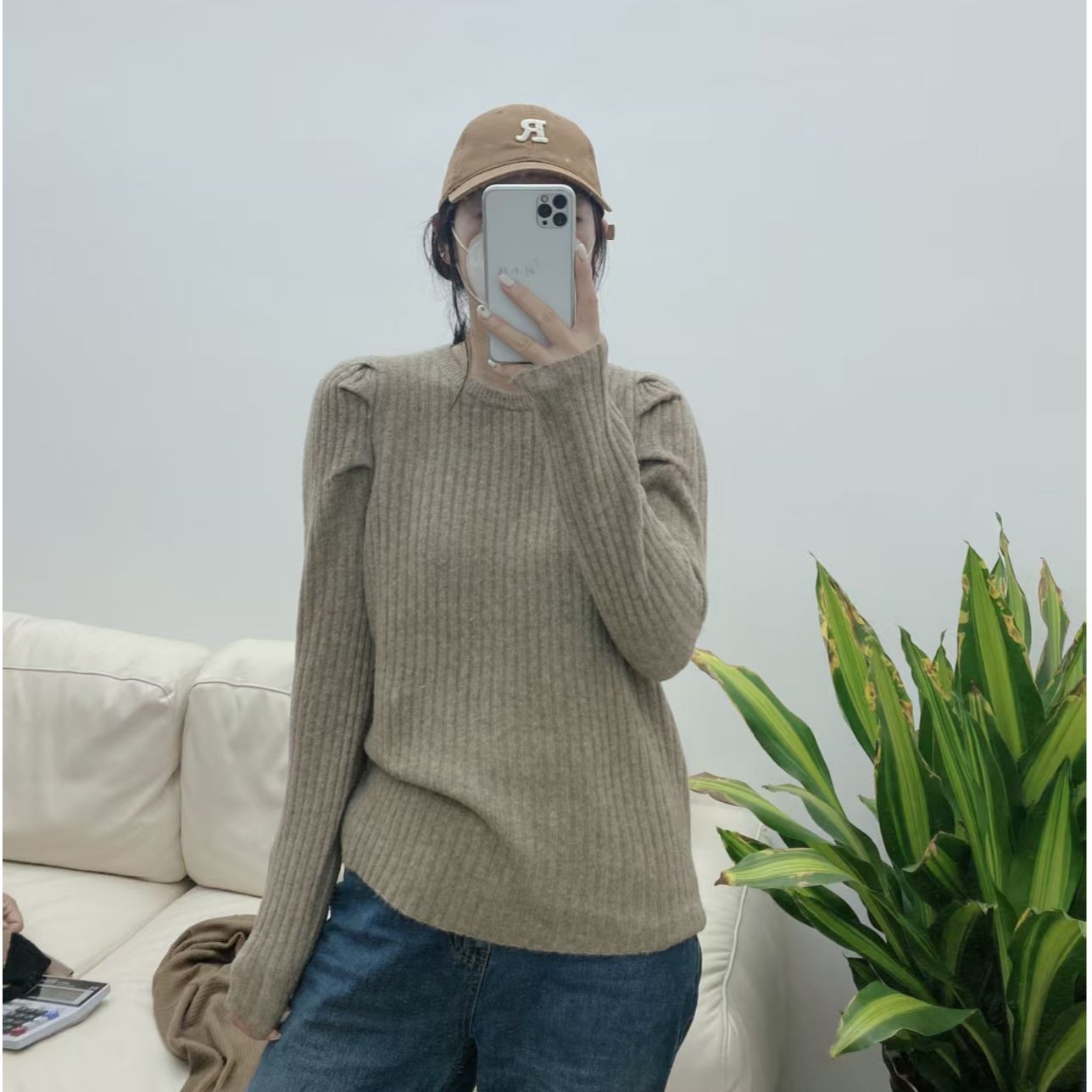 KIKI严选：6235-C+家欧货南油秋冬泡泡袖保暖时尚百搭针织衫毛衣