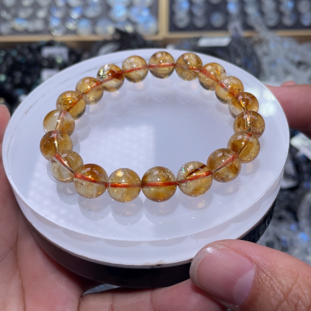 水晶手链未镶嵌暴力黄塔晶手链10m