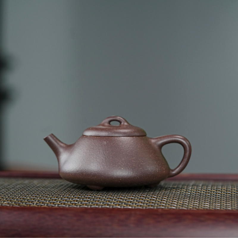 宜兴原矿紫砂壶 原矿大水潭天青 曼生石瓢 紫砂壶 小号手制 170C