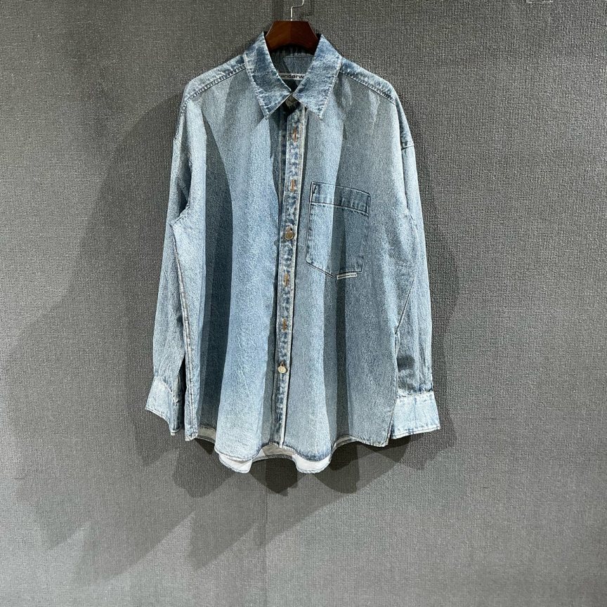 未使用 ALEXANDER WANG （pm）蓝色牛仔色衬衫 带吊xs码/5172