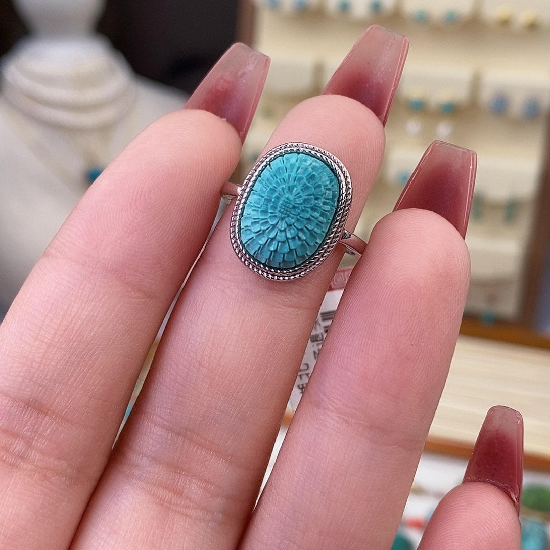 绿松石戒指银S925镶嵌