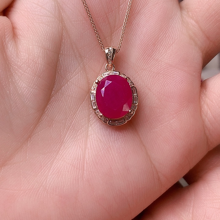 红宝石颈饰银S925镶嵌