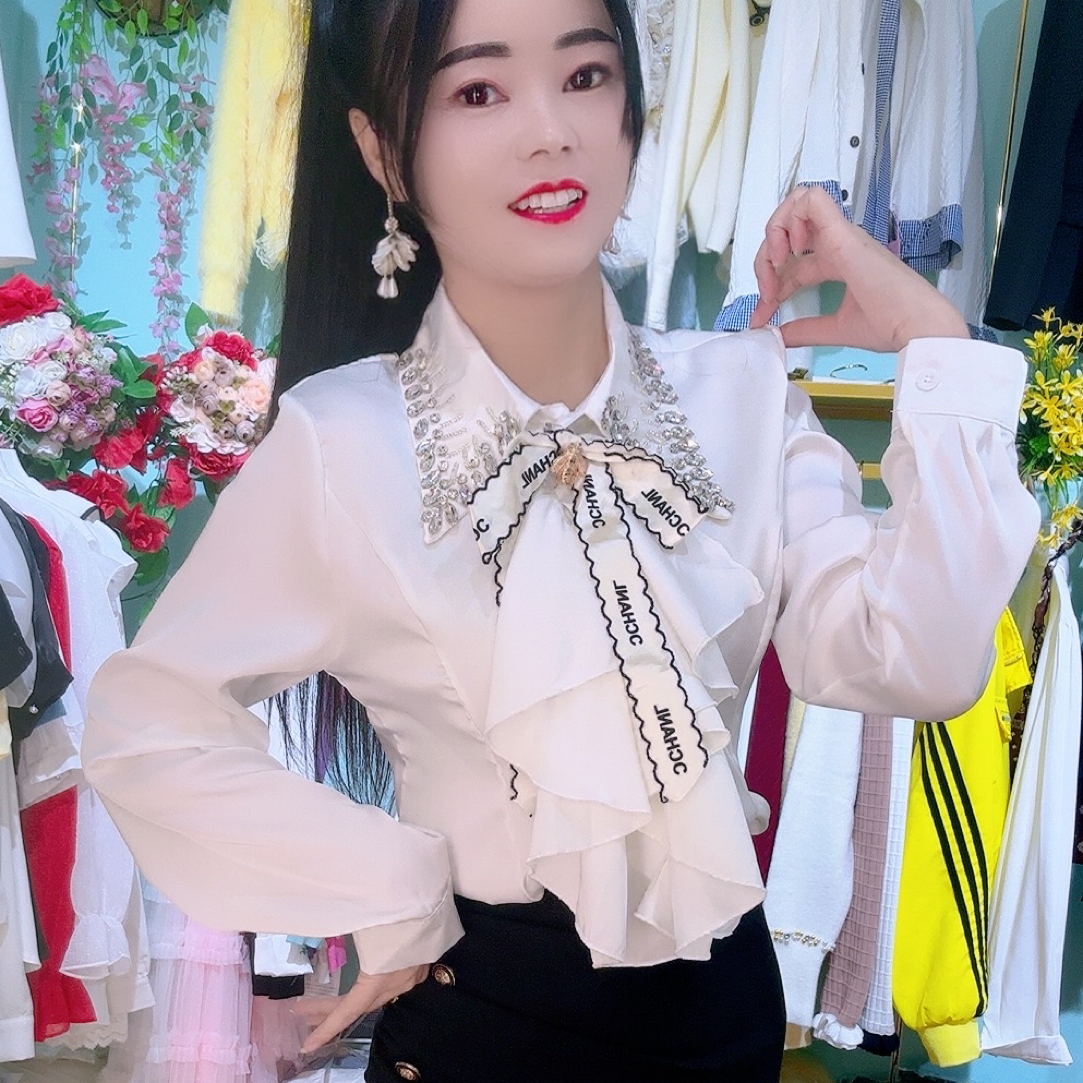 重工钉珠轻奢复古宽松高级优雅甜美衬衫上衣