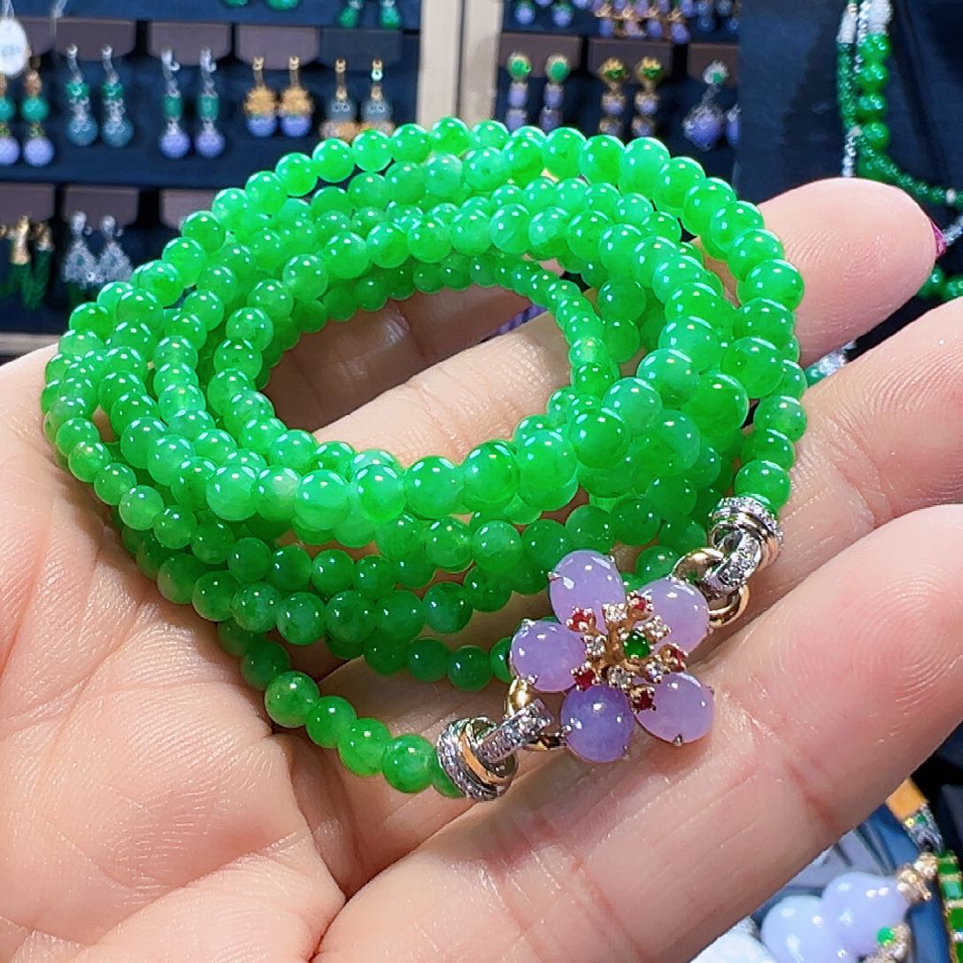 翡翠颈饰18K金镶嵌签收后24小时鉴赏期