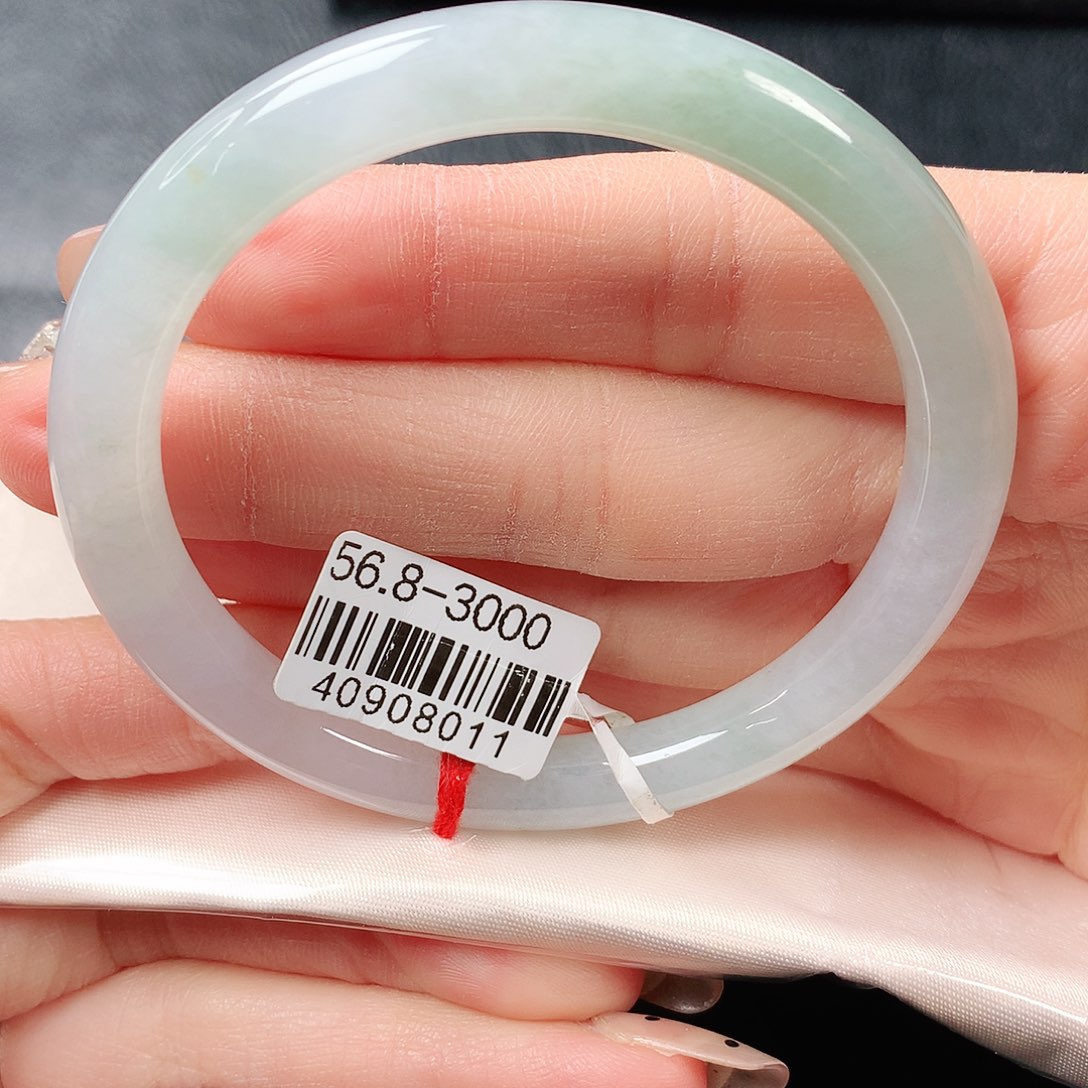 翡翠手镯未镶嵌冰晴水圆条56圈口54号