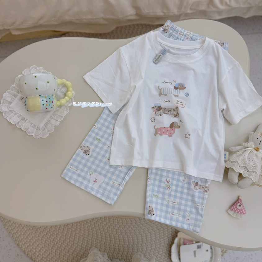 W2-10。3077 蓝格狗狗套装家居服