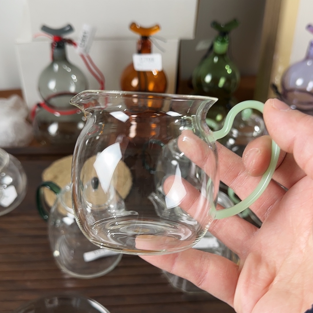 847浅玉把手公道杯高硼硅