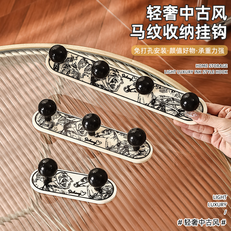 中古风挂钩免打孔门后挂衣钩壁挂多功能强承重粘钩无痕浴室挂钩