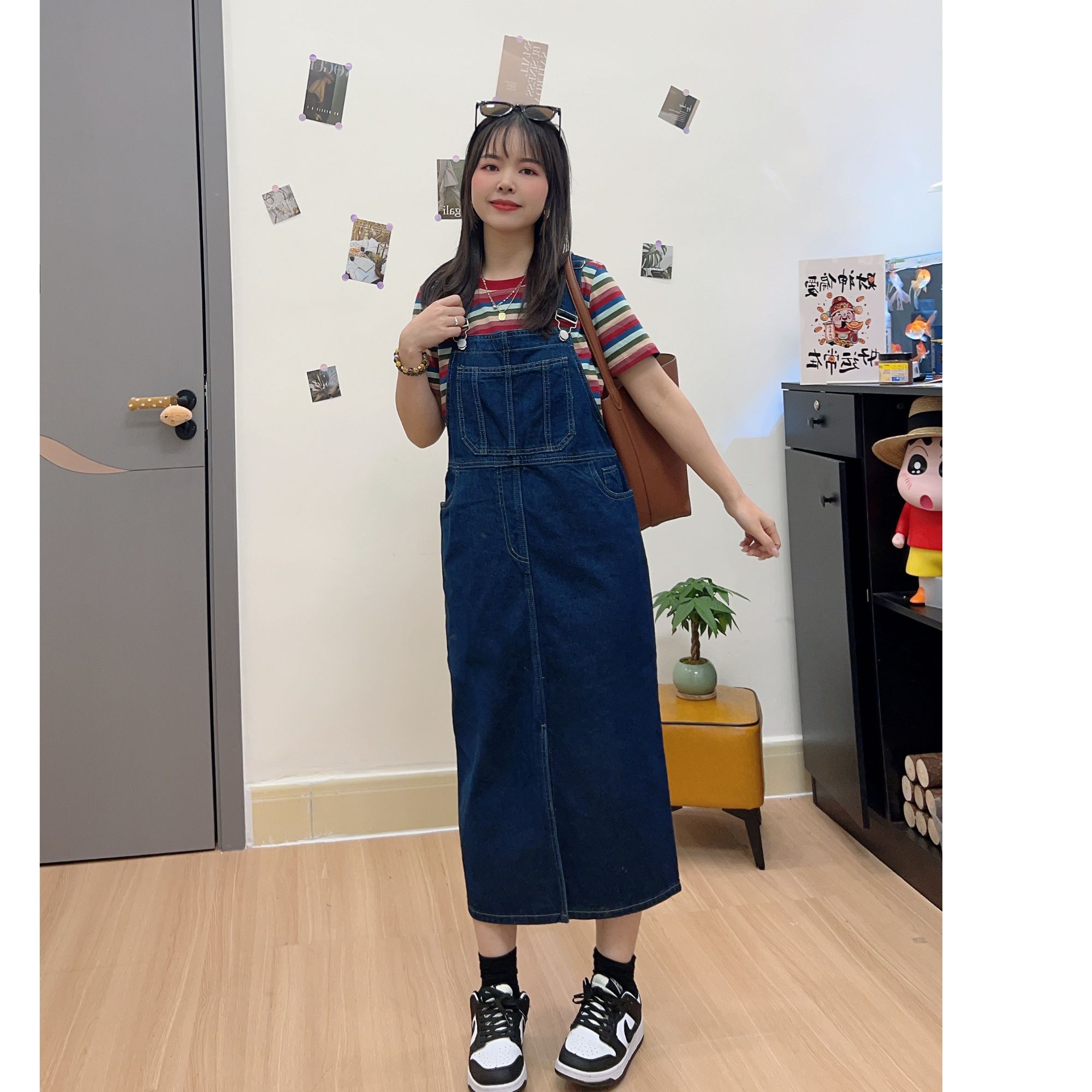 （朵朵家）春夏新款韩系减龄牛仔背带裙                          