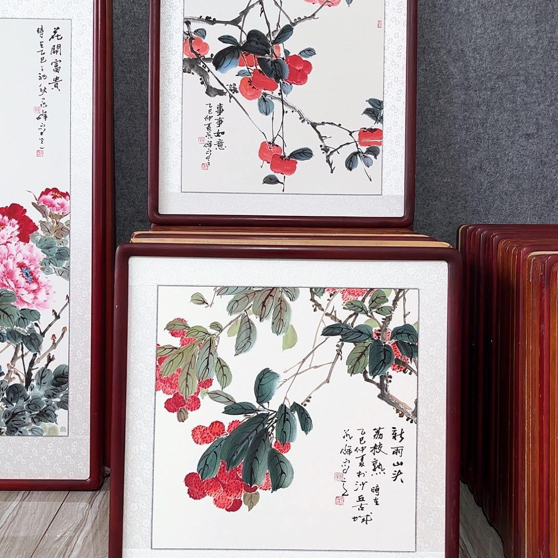 国画书画作品带框63×63
