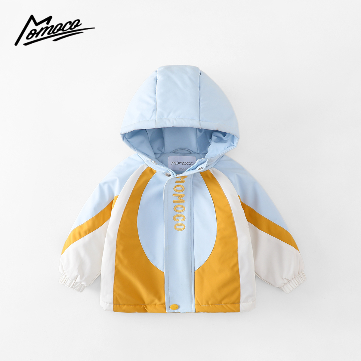 MOMOCO冬季新款男女童撞色拼接韩版休闲棉服外套77430138016