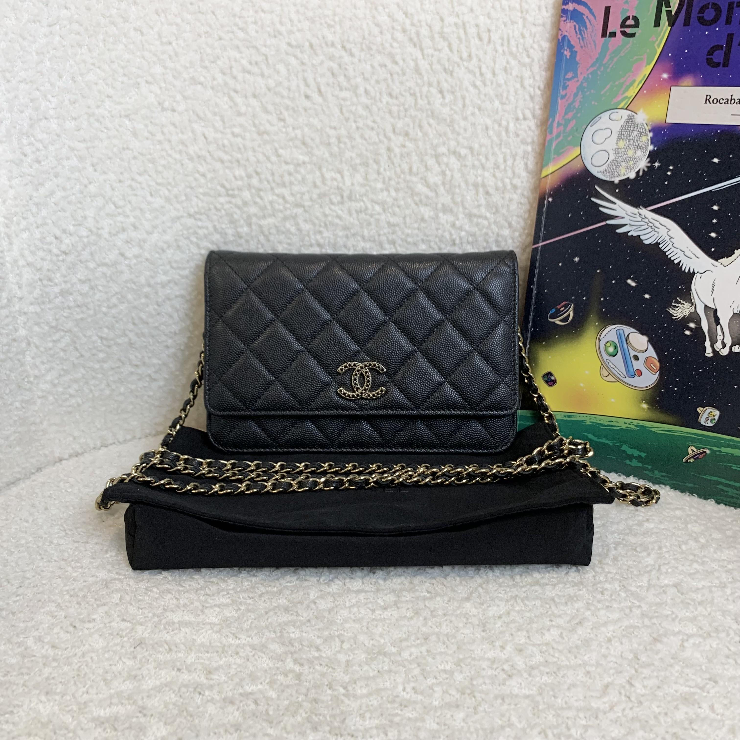 99新 Chanel/香奈儿 壹臻/23A黑金镂空钻石双C woc 87304645