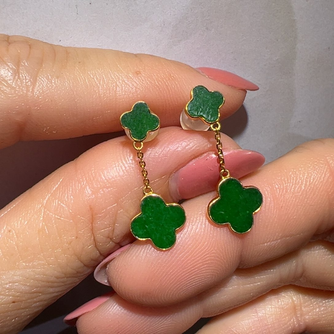 翡翠颈饰18K金镶嵌耳环