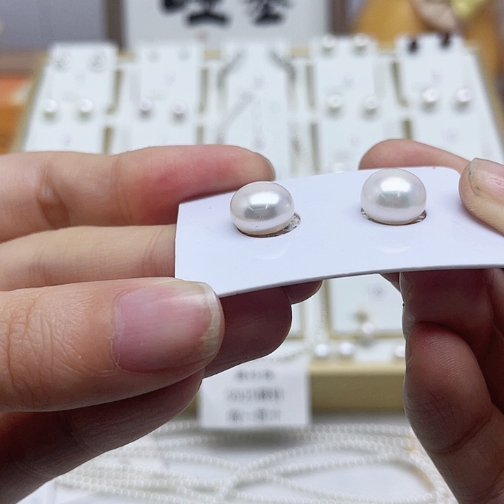 淡水珍珠耳饰银S925镶嵌用****7