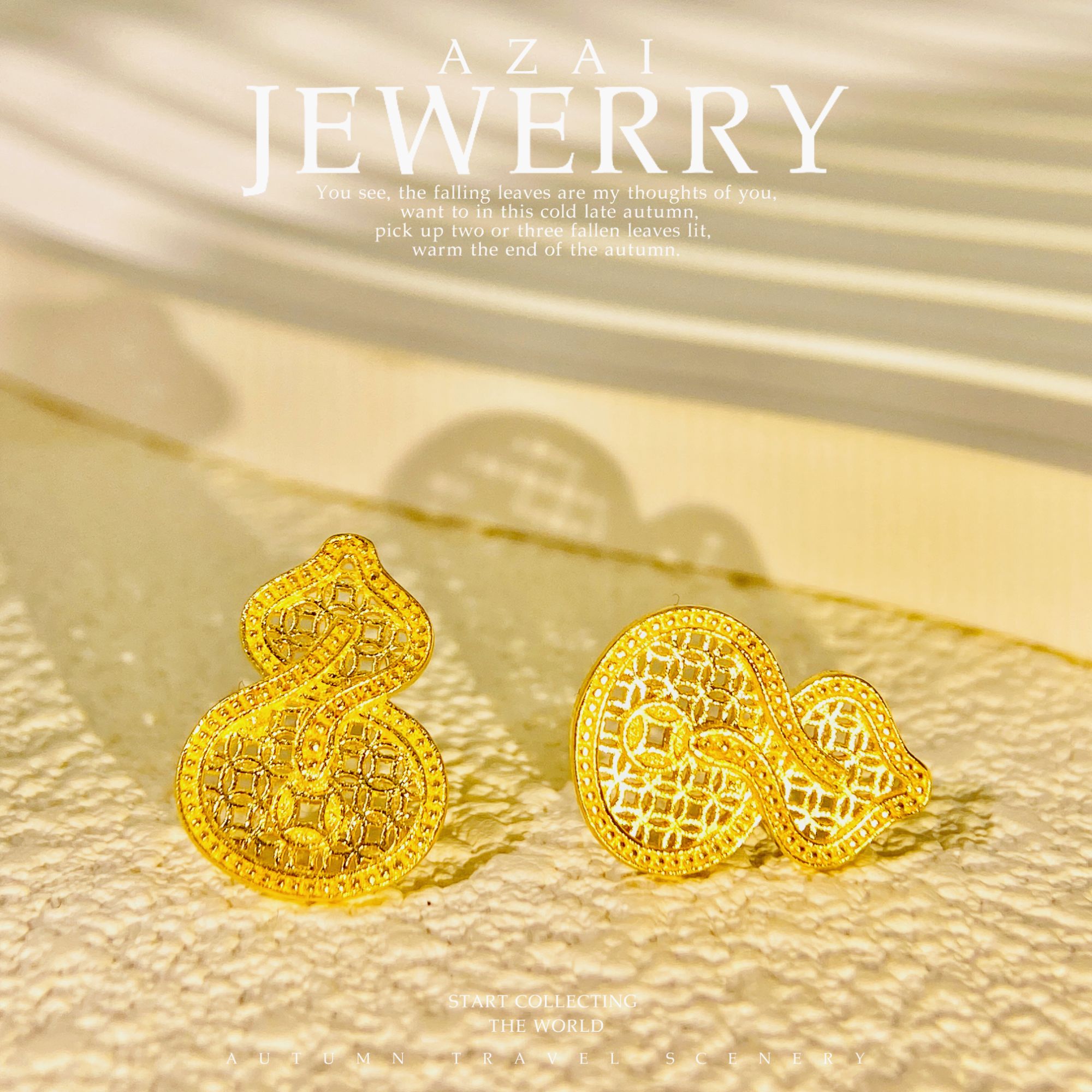 足银耳饰 时尚精致新中式优质灵蛇献禄福禄耳钉