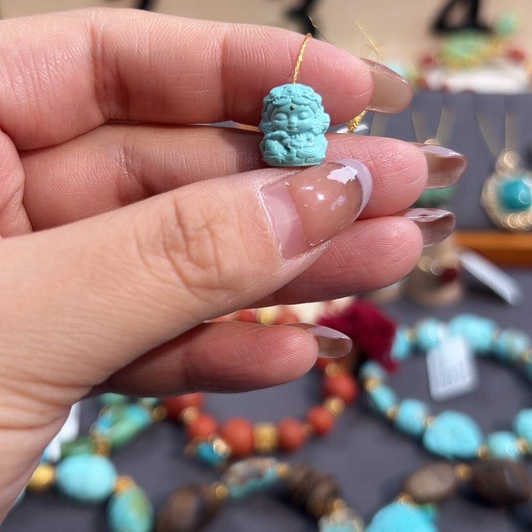 绿松石未镶嵌把件度母娘娘配饰