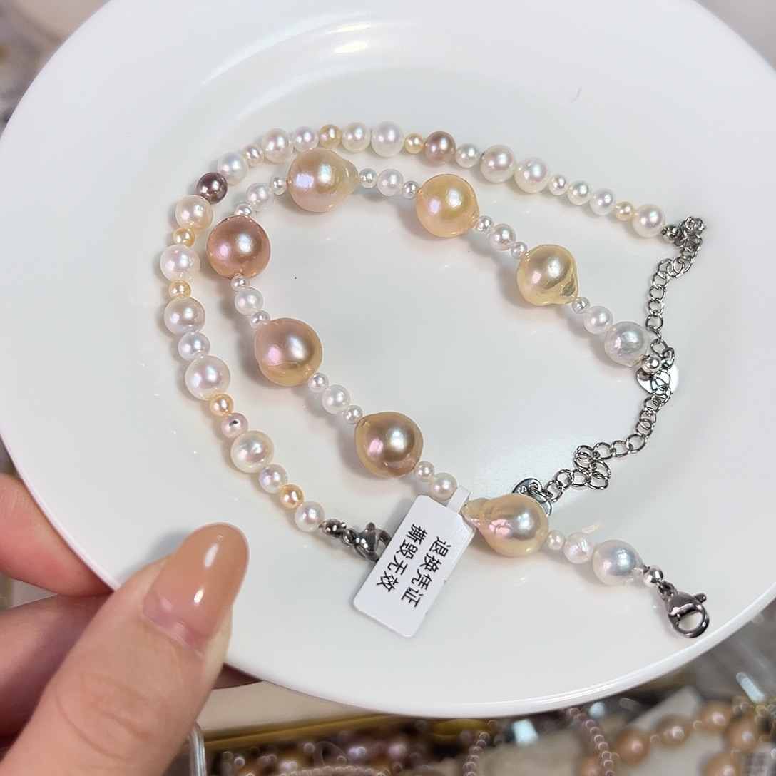 啵***仔淡水珍珠设计款珠宝合金