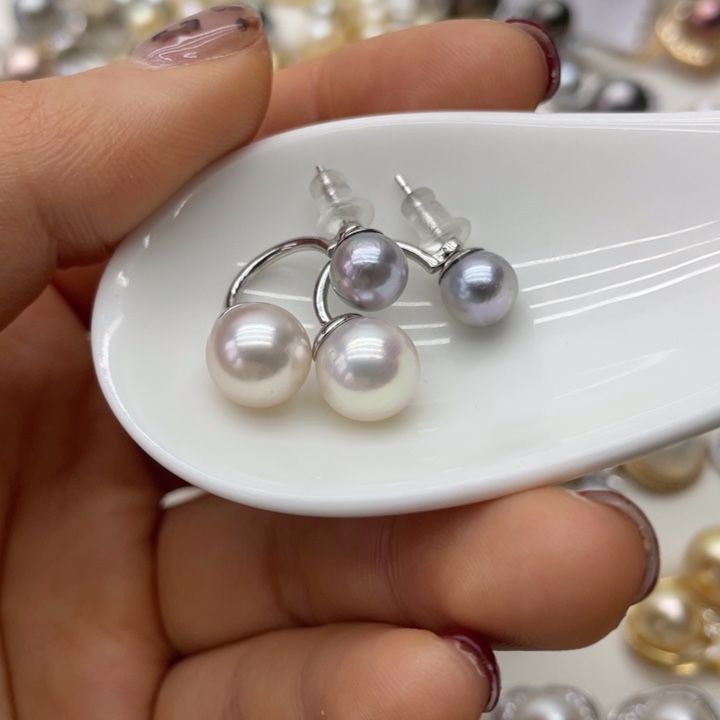海水珍珠耳饰银S925镶嵌