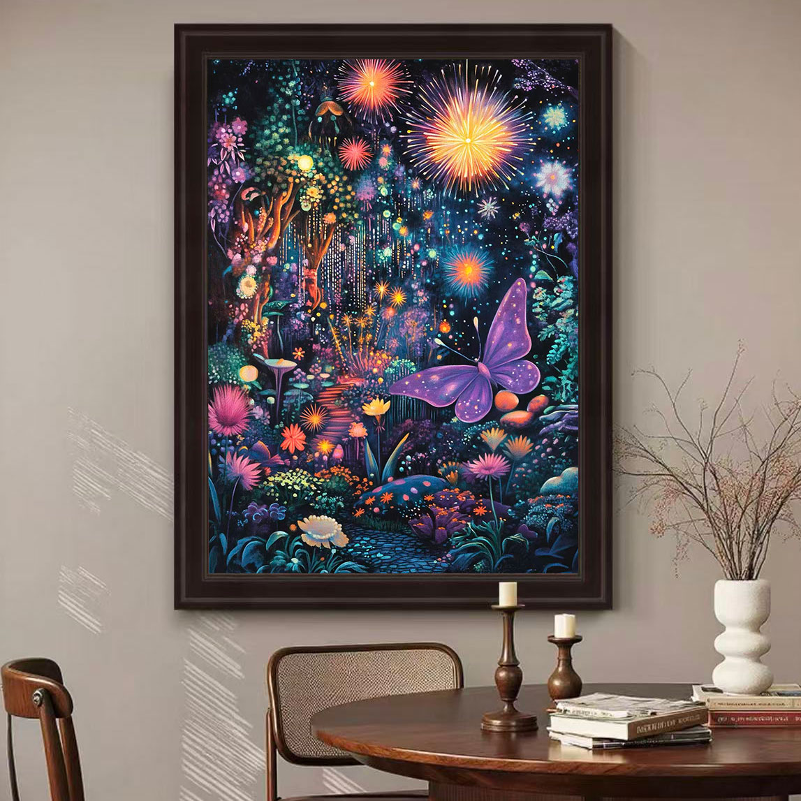 【幻蝶烟火秘境】钻石画客厅挂画手工diy礼物高级感像素画