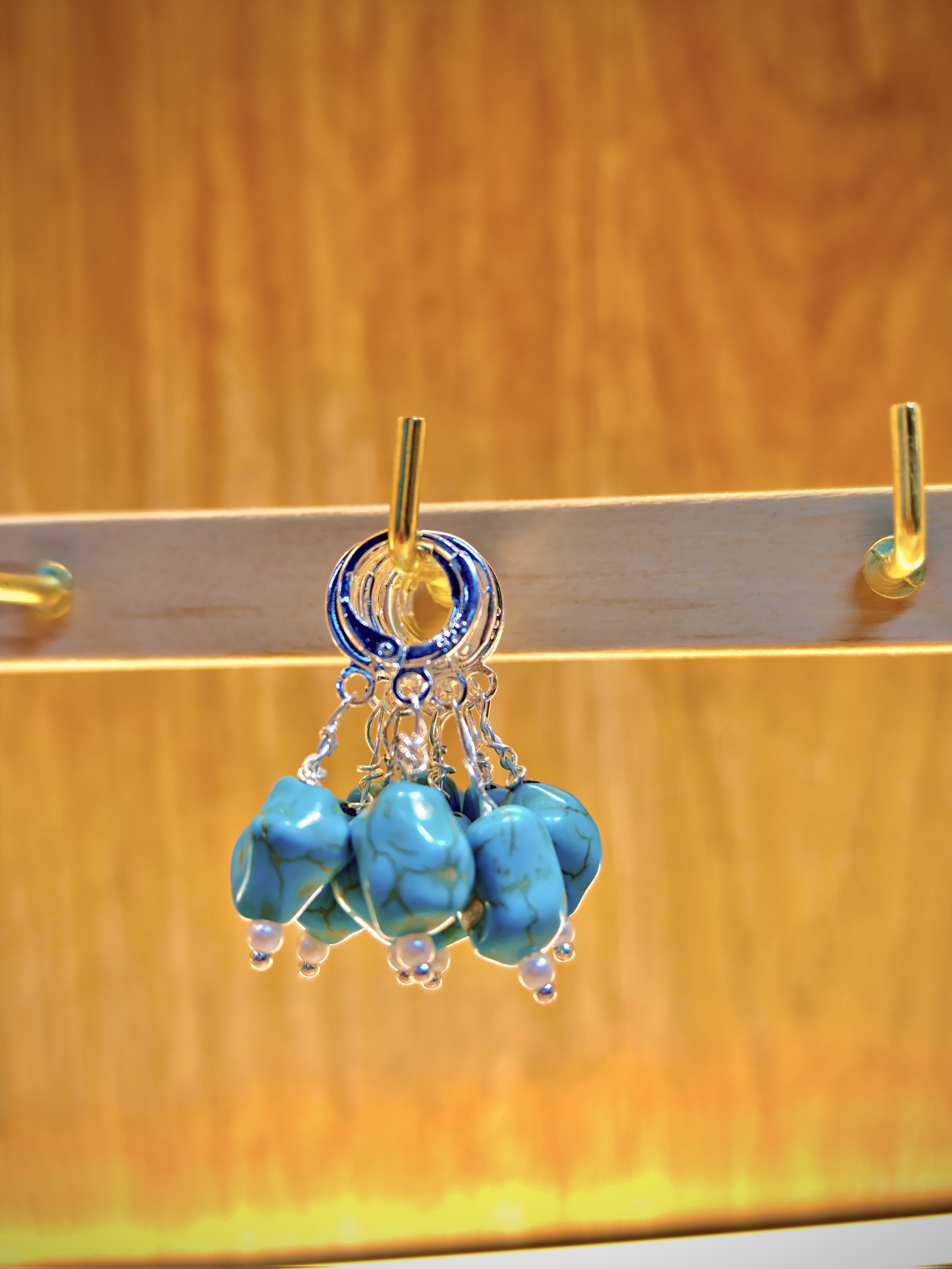 铜合金仿珍珠琉璃耳饰 铜合金耳饰  藏式原创款  藏式耳坠一对  