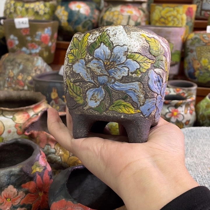 花花柴烧复古多肉花盆