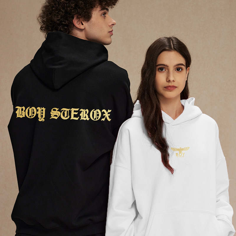 BOY STEROX高奢潮牌连帽卫衣男女秋冬烫金时尚印花套头衫长袖情侣