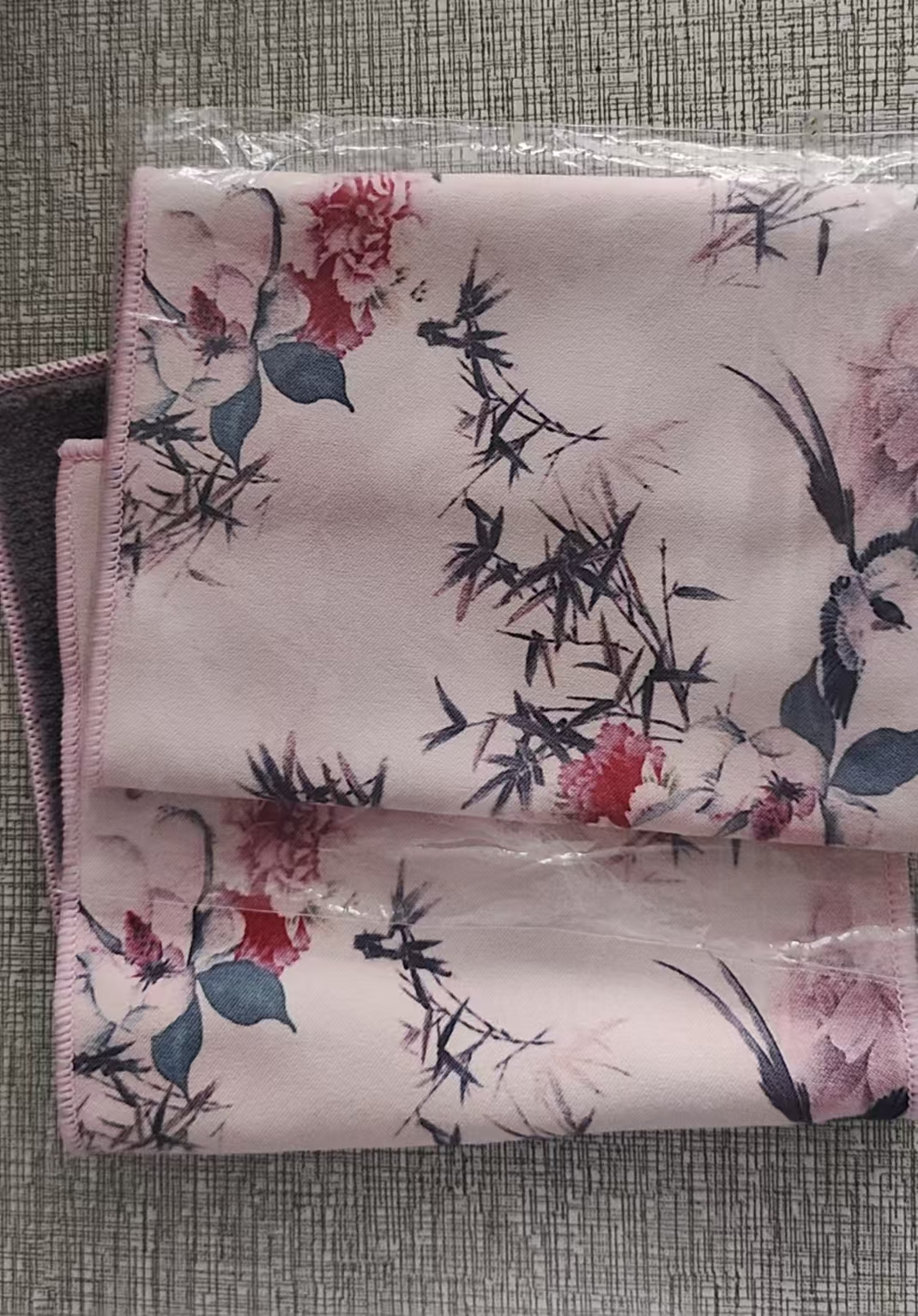 粉色国色天香吸水茶巾禅意古风手工双面茶垫茶巾（三条装）