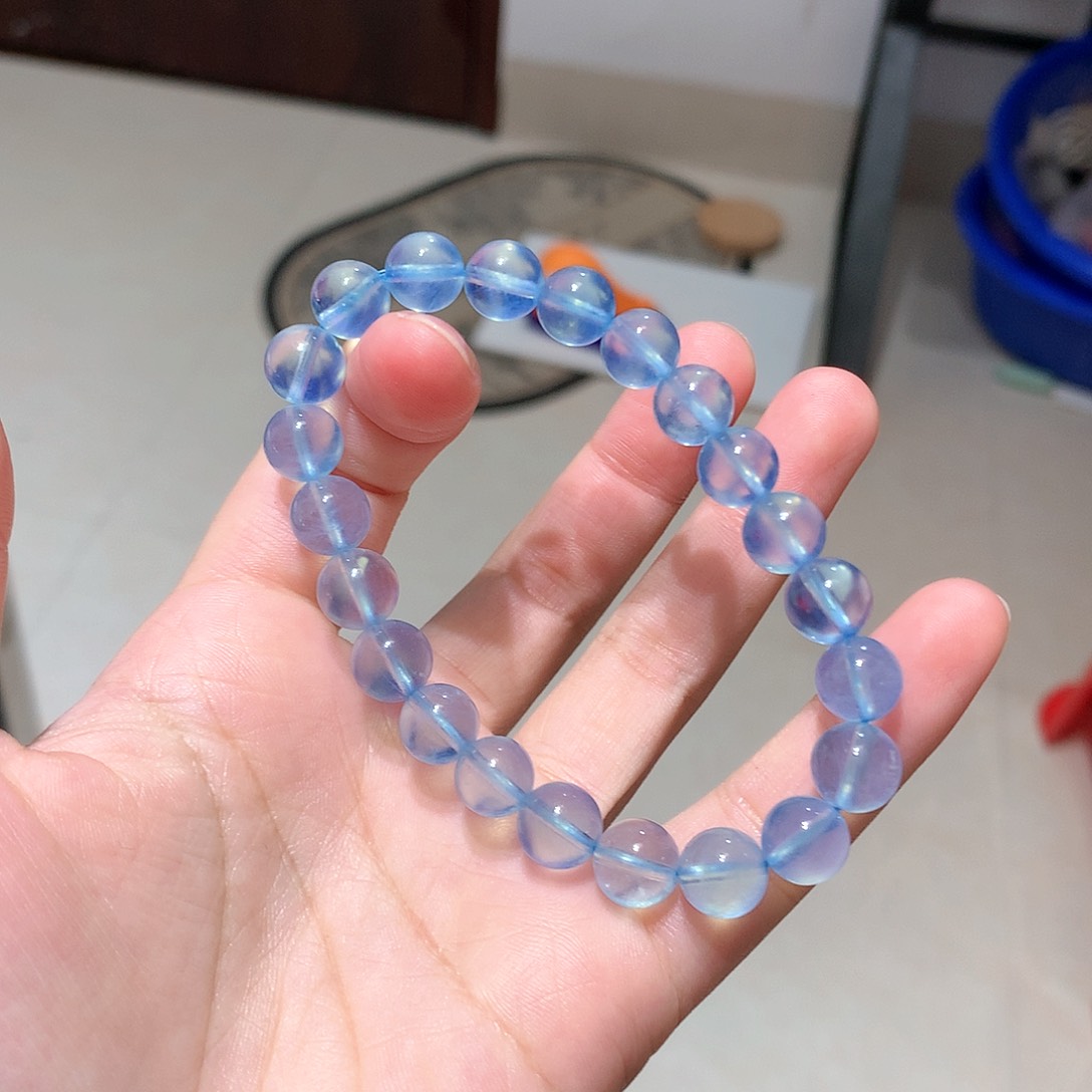 水晶手链未镶嵌天空蓝海蓝宝9mm（拍2件是总价）