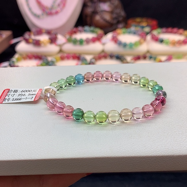 碧玺手镯未镶嵌人鱼手串6.5mm