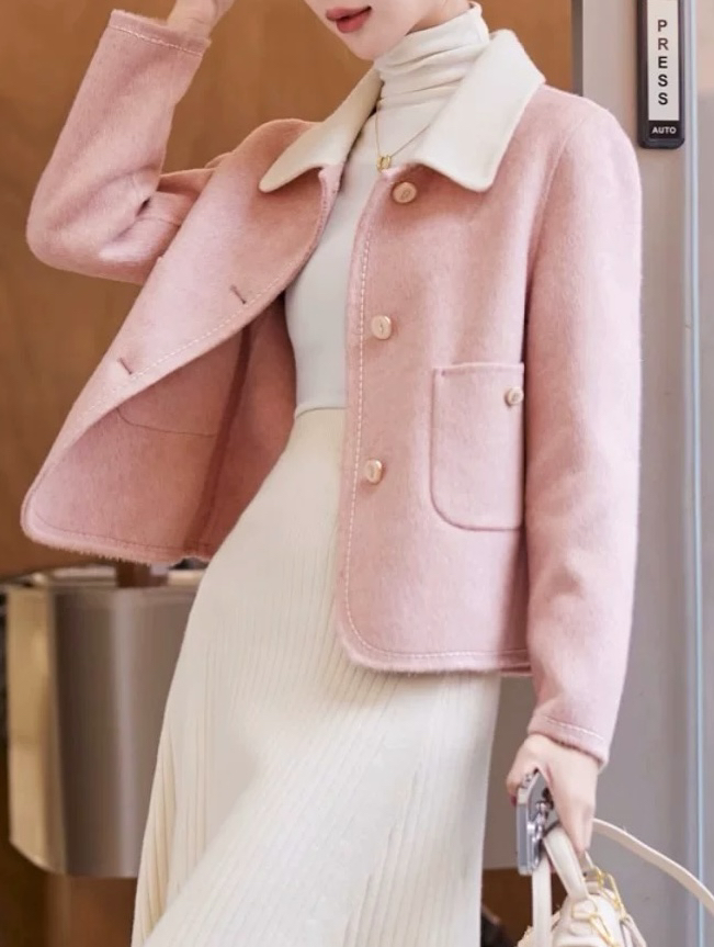 8803双面羊呢子大衣女春秋冬季新款短款小个子高级感羊毛毛呢外套