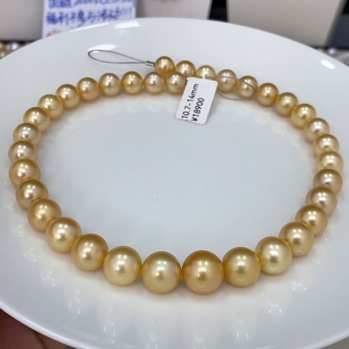 未镶嵌颈饰海水珍珠徐*湾南洋金珠项链10.7-14华