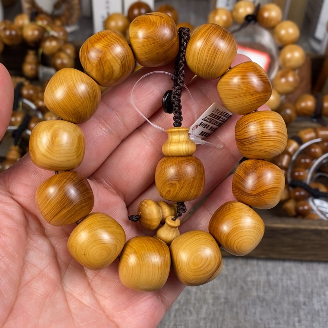 柏木（崖柏）手串/手链1.7/1.8老形黑油骨料微瑕