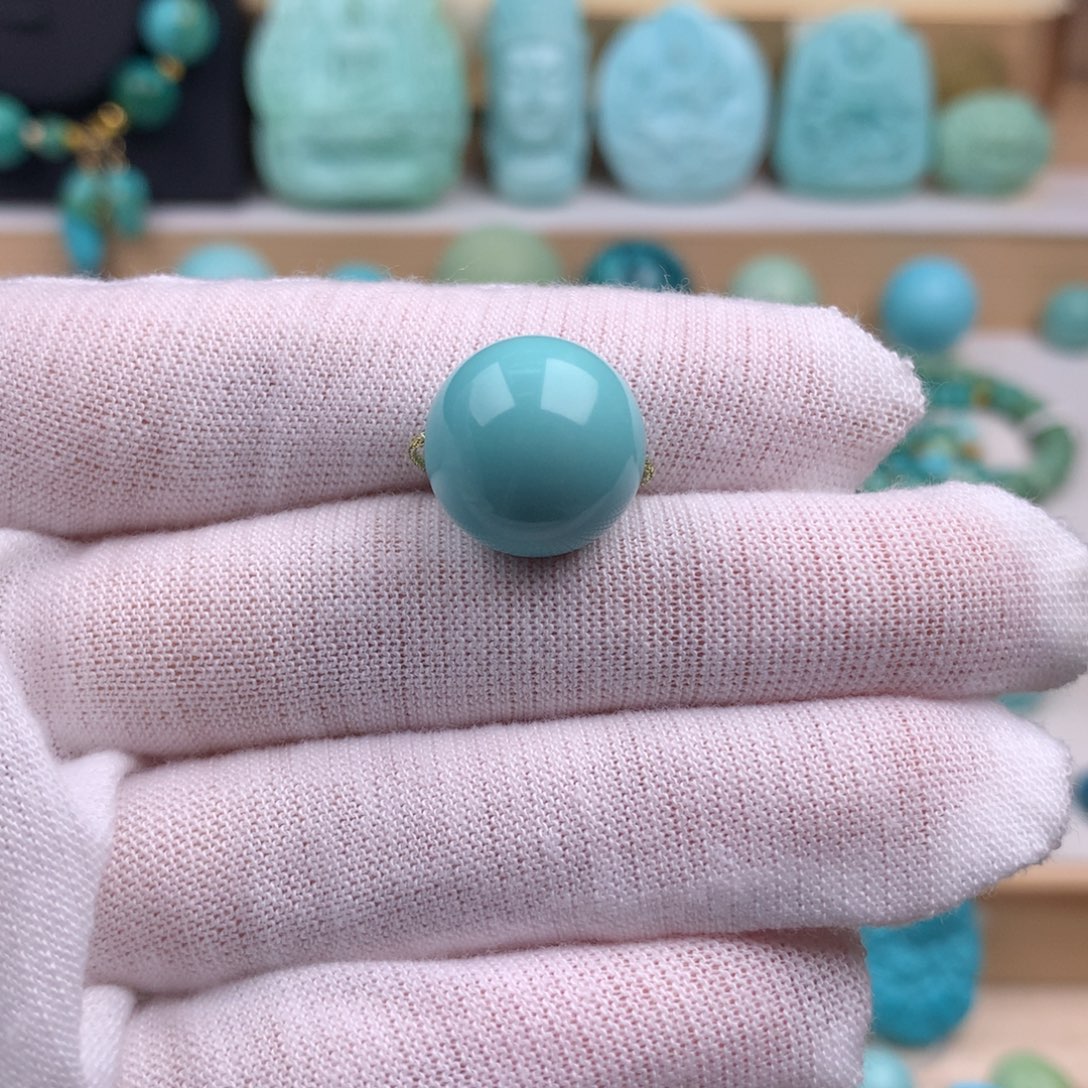 未镶嵌绿松石珠宝奇石14.6mm