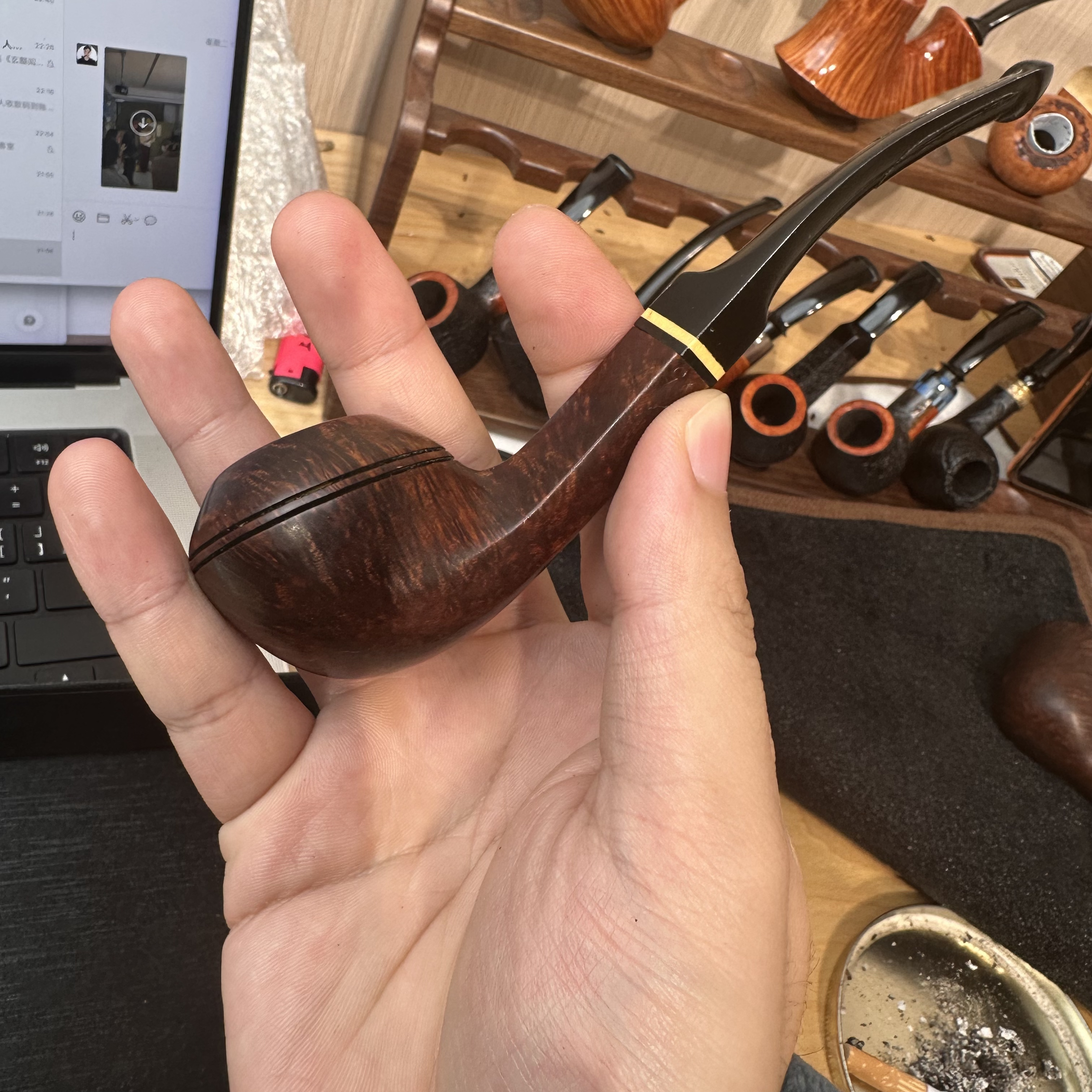 退坑二手烟斗 罗得西亚牛头 3毫米烟道 