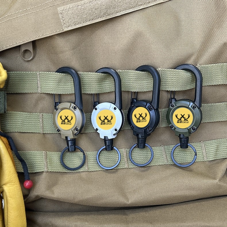 户外路亚扣伸缩扣钢丝绳多功能钥匙扣露营防丢绳快挂扣旅游装备