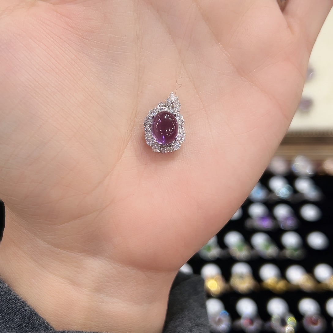 叶***子紫晶吊坠(赠链)银S925镶嵌